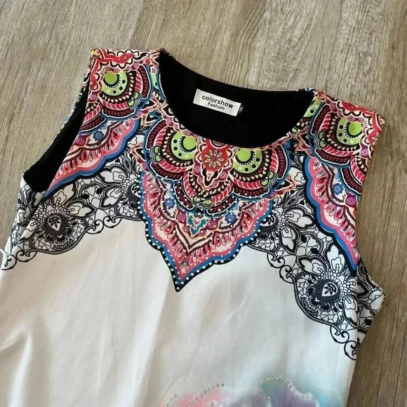 Womens Colorshow Fashion Unique Floral Beaded Dress - M - Picture 2 of 8